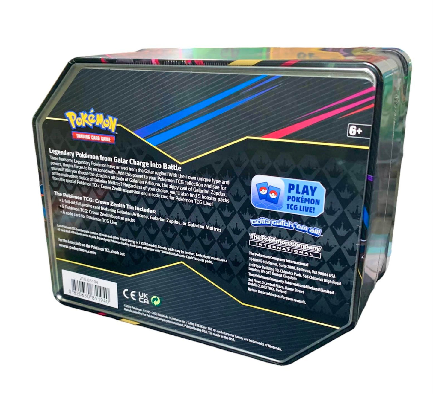 Pokémon Collection moltress zapdos articuno tin Box